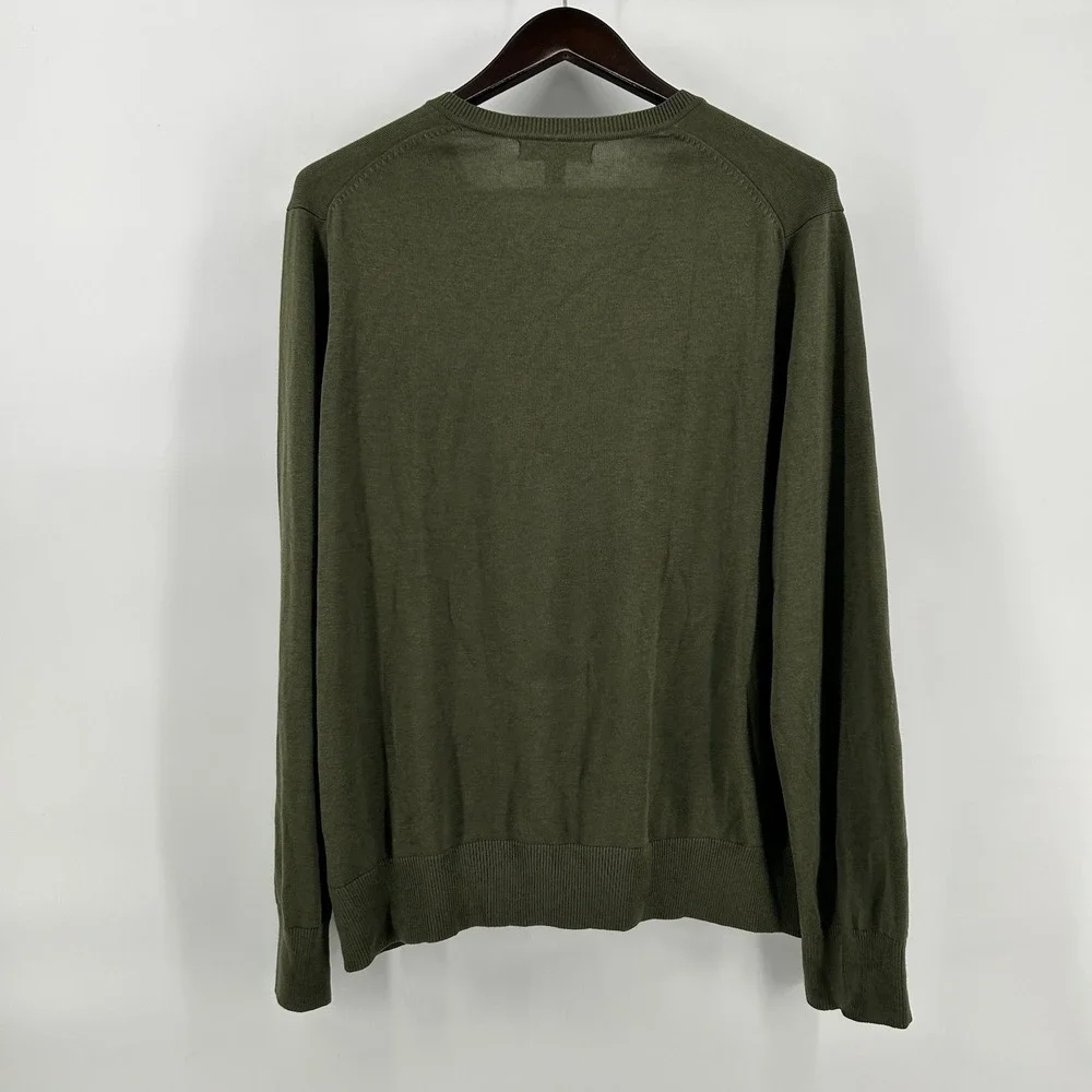Banana Republic Luxury Blend Sweater Mens XL Olive Silk Cashmere V Neck Office
